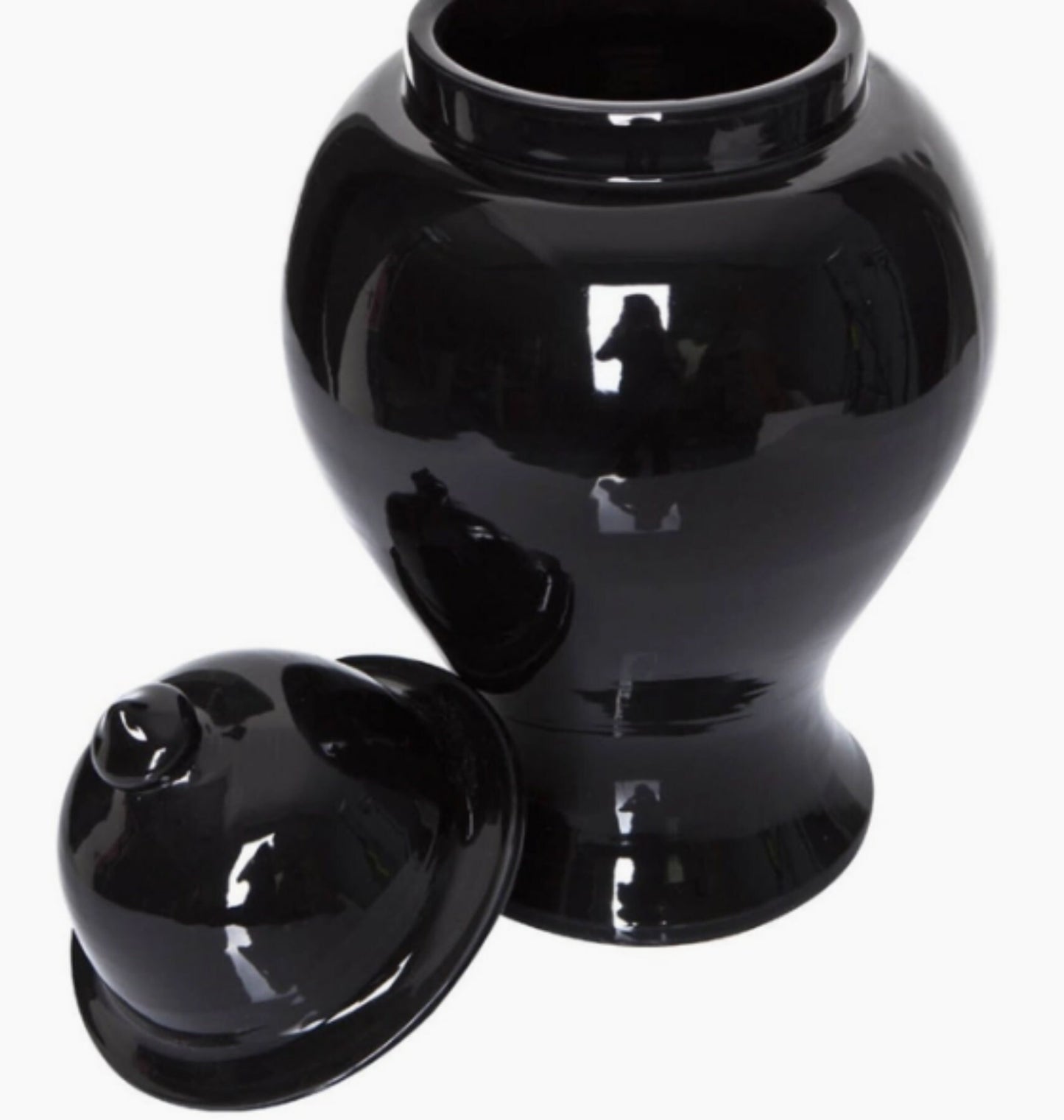 Minimalist Black Ceramic Temple Jar Ornament
