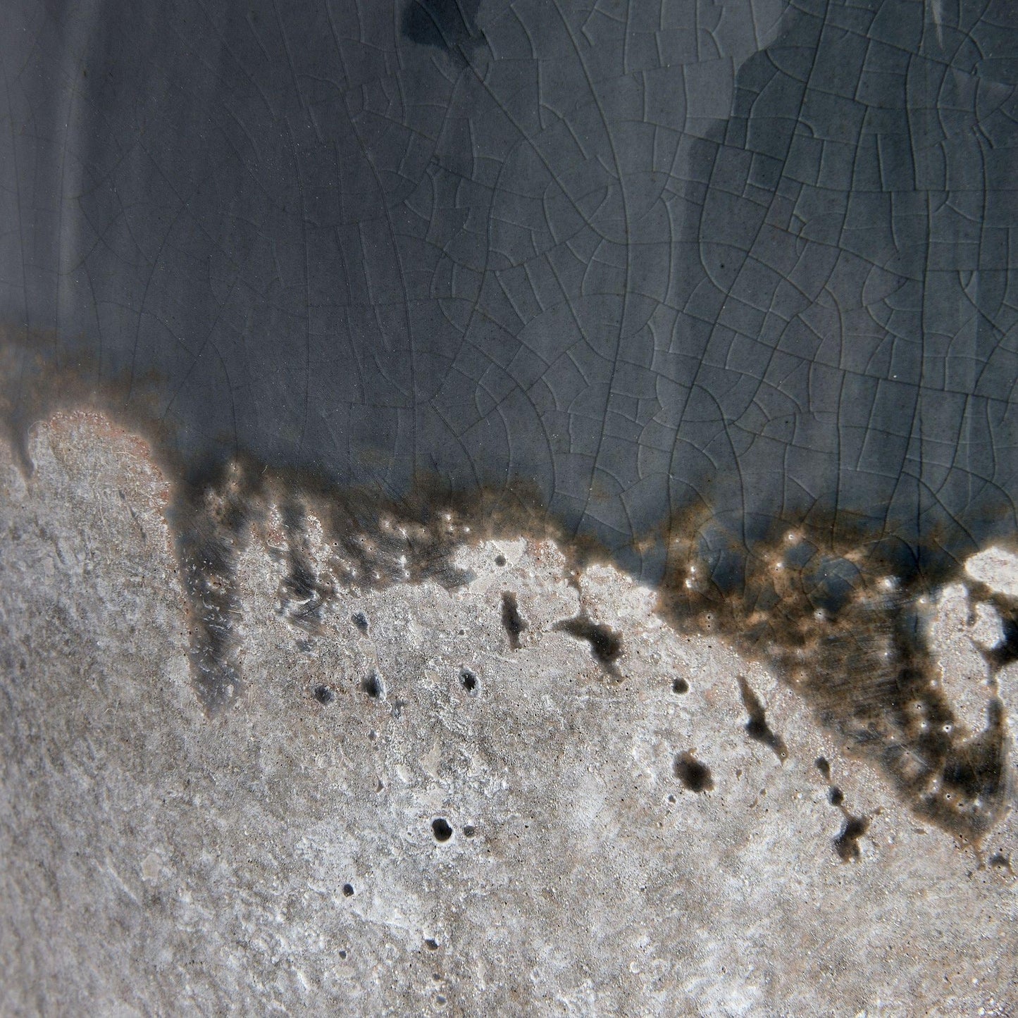 Handcrafted Blue and Gray Ceramic Floor Vase