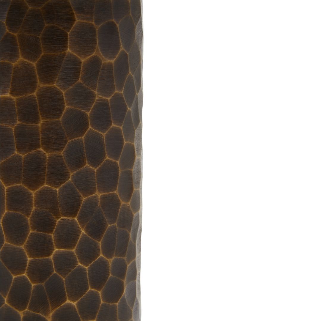 Antique Gold Small Metal Vase with Hammered Detail - Timeless Cylinder Shape