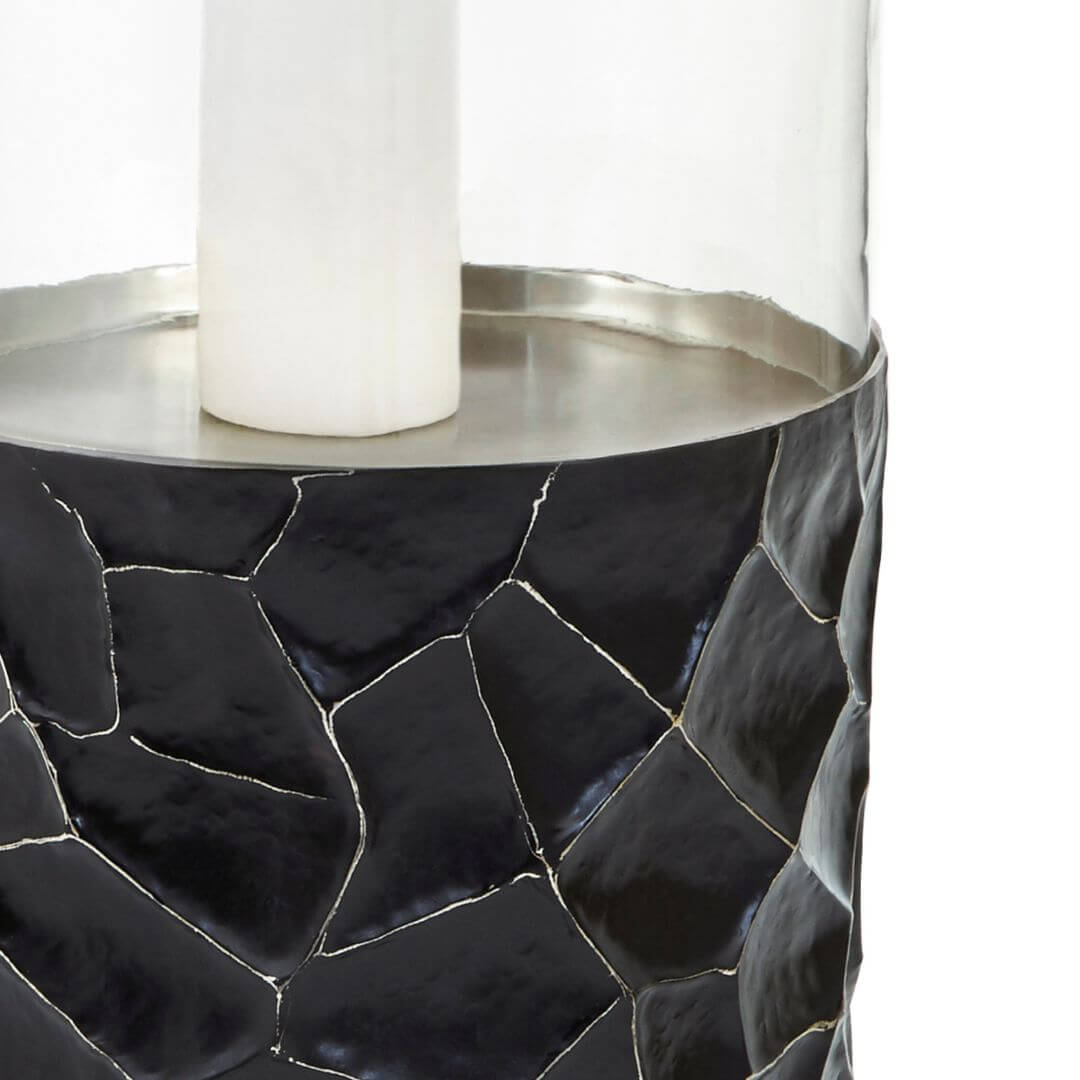 Majestic Large Hurricane Candle Stand with Chic Black & Gold Accents