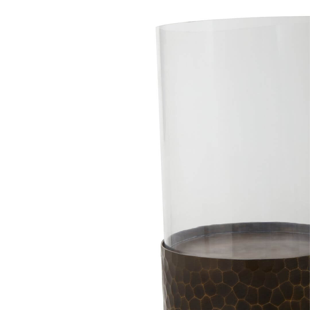 Chic Large Floor Hurricane Candle Holder in Brown & Gold for Home Decor
