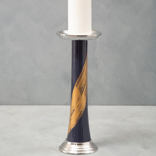 Chic Blue and Gold Decorative Candle Holder