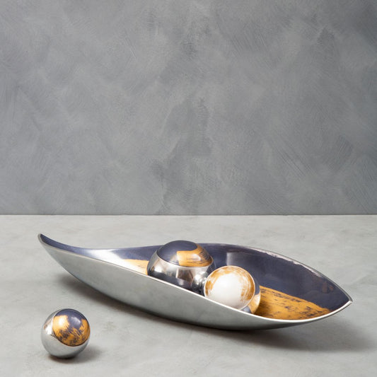 Art Deco Decorative Balls Set | White, Blue, Gold Color | Set of 3