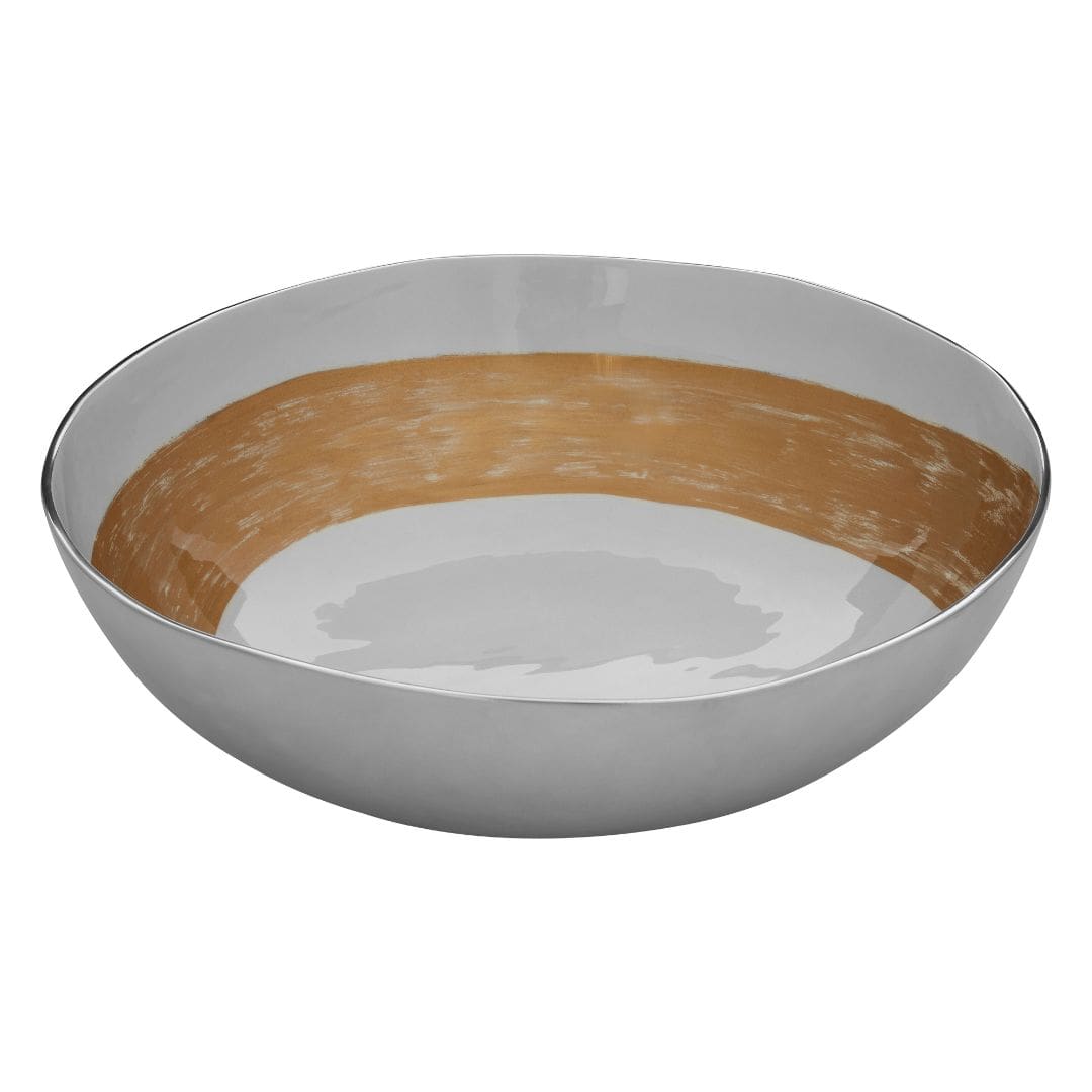White and Pale Gold Nordic Art Deco Bowl - Decorative and Elegant