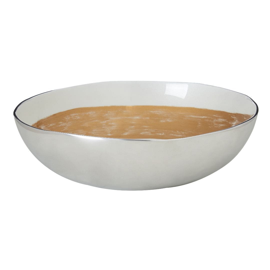 White and Pale Gold Nordic Art Deco Bowl - Decorative and Elegant