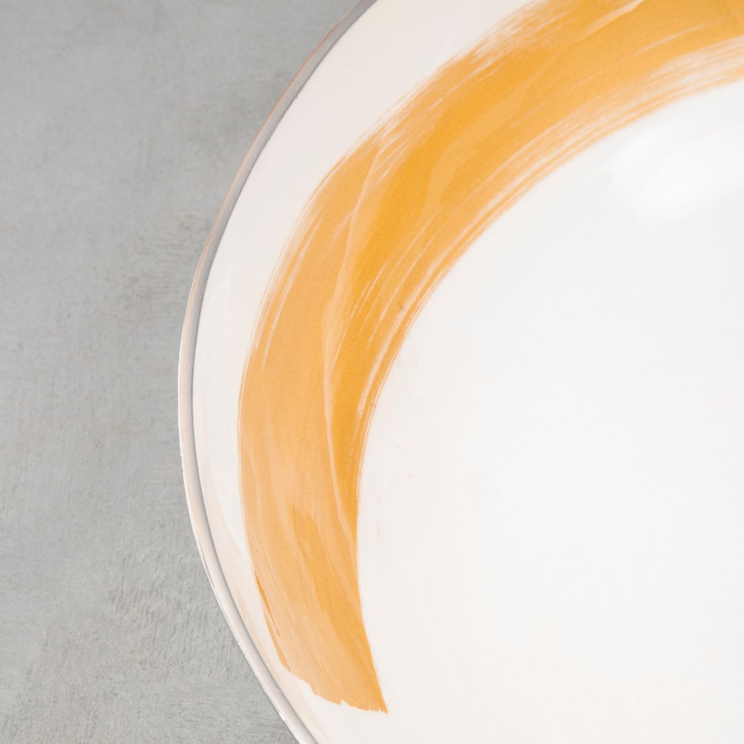 White and Pale Gold Nordic Art Deco Bowl - Decorative and Elegant