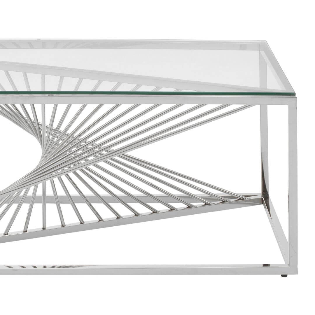 Unique Coffee Table Featuring Stunning Silver Wave Frame