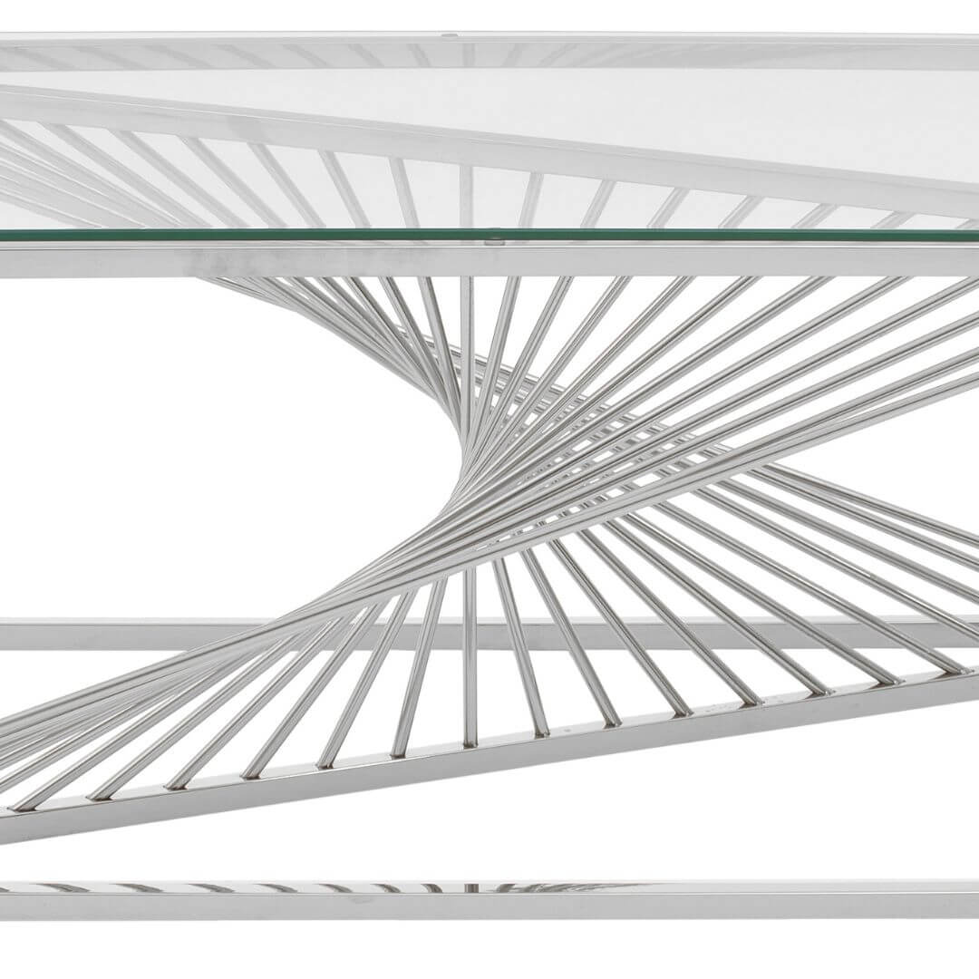 Unique Coffee Table Featuring Stunning Silver Wave Frame