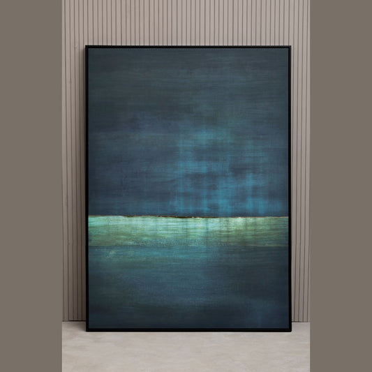 Astratto Moonlit Seascape Art with Metallic Gold Detailing