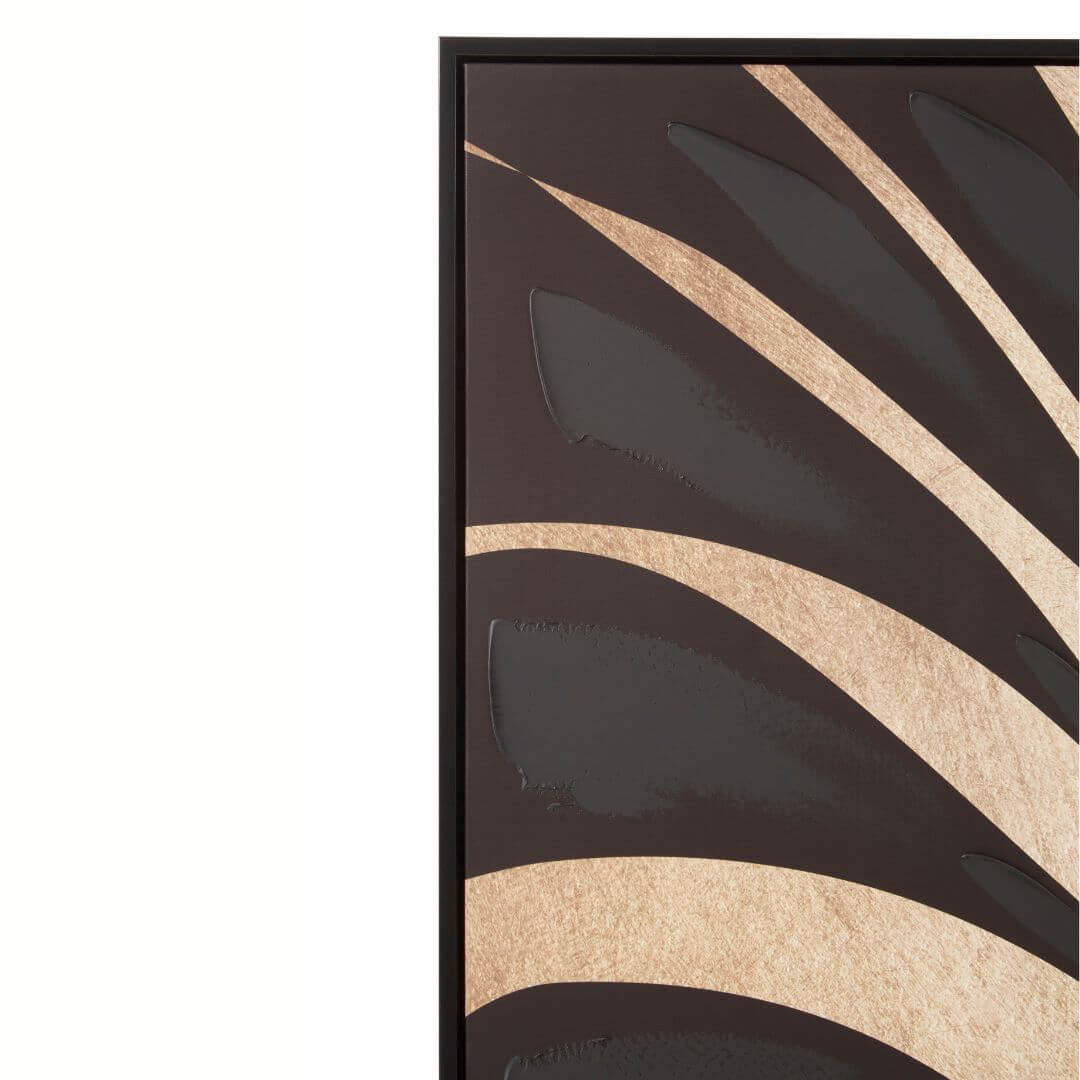 Astratto Canvas Black Leaf Design Wall Art