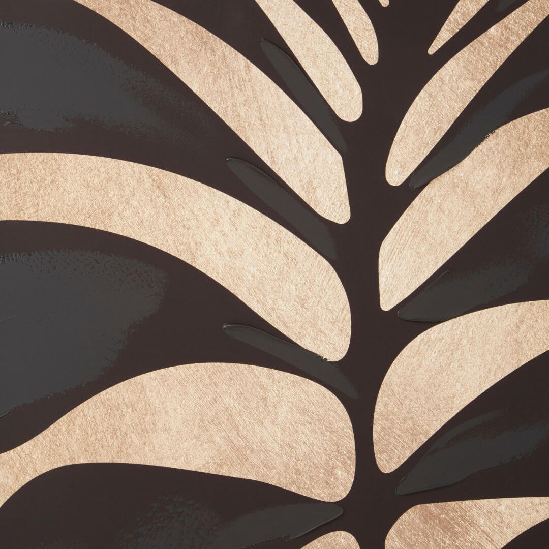 Astratto Canvas Black Leaf Design Wall Art