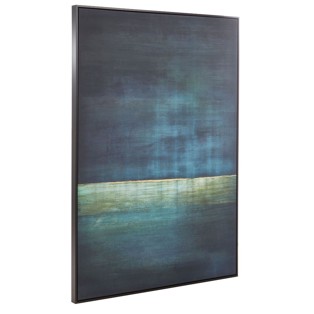 Astratto Moonlit Seascape Art with Metallic Gold Detailing