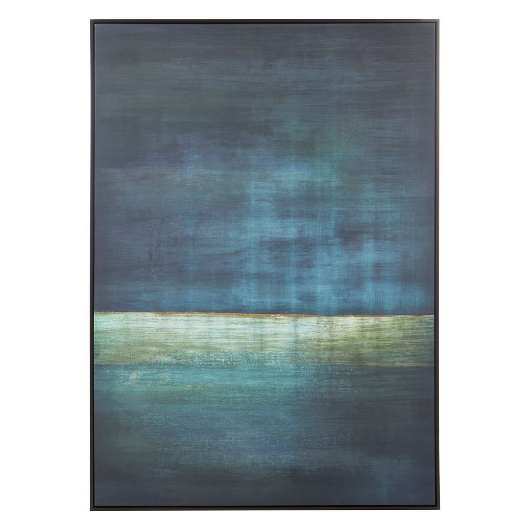 Astratto Moonlit Seascape Art with Metallic Gold Detailing
