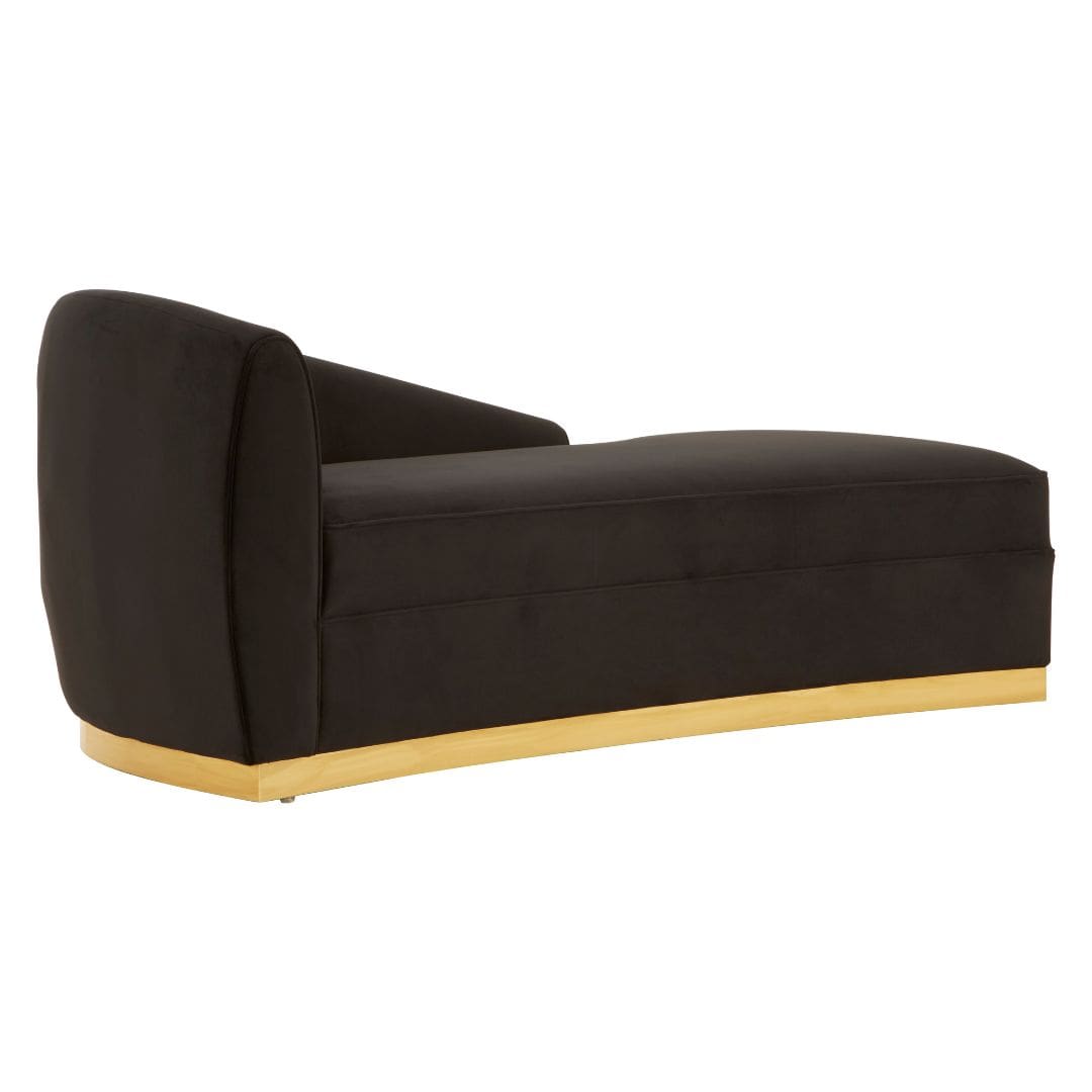 Luxurious Black Velvet Chaise Longue - Elegant Home Decor