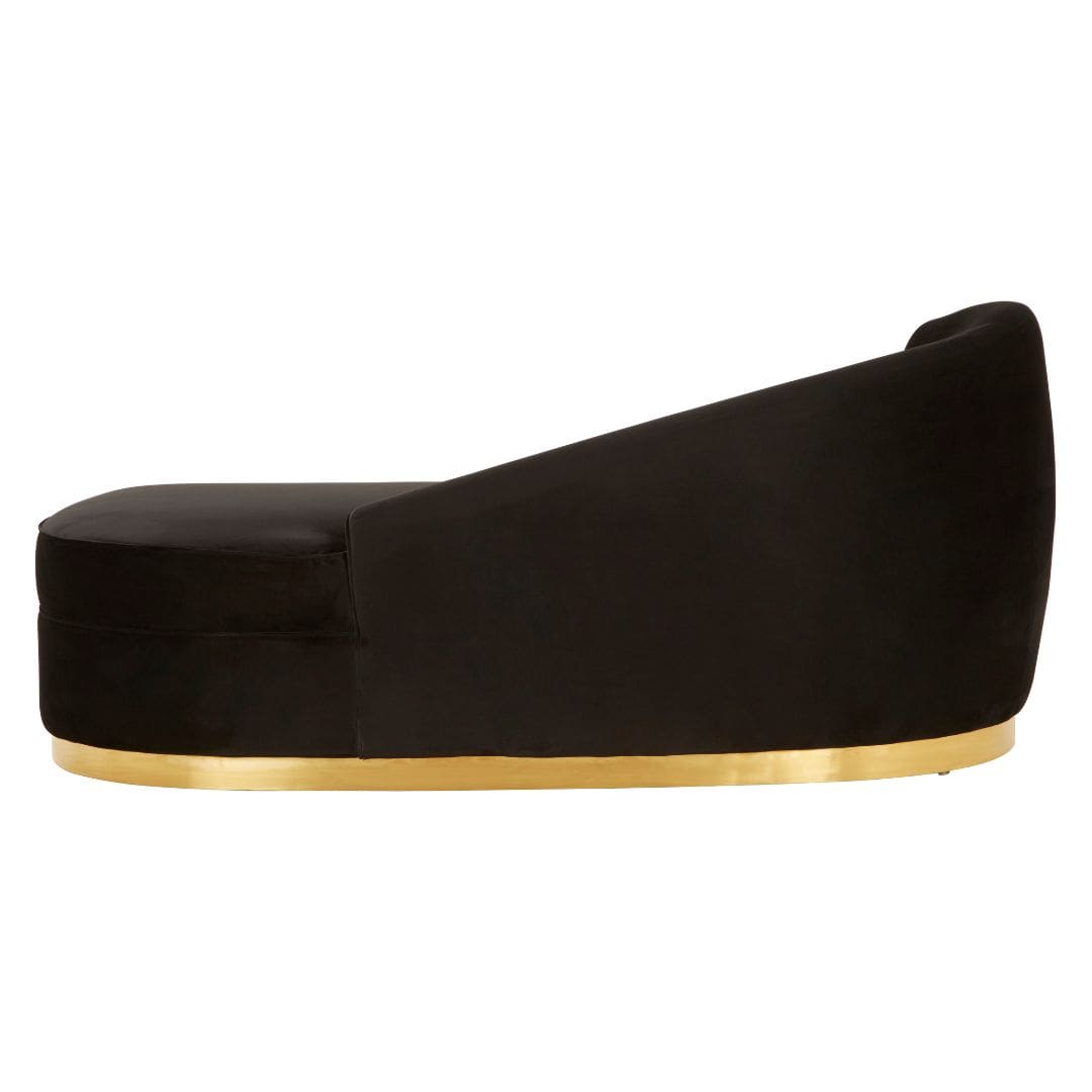 Luxurious Black Velvet Chaise Longue - Elegant Home Decor