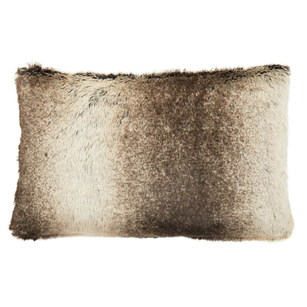 Plush Mocha Ombre Faux Fur Rectangle Cushion