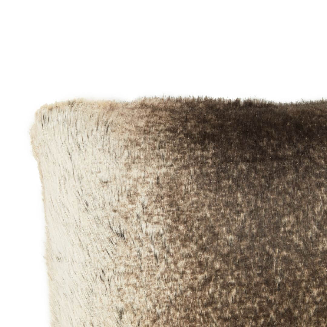 Plush Mocha Ombre Faux Fur Rectangle Cushion