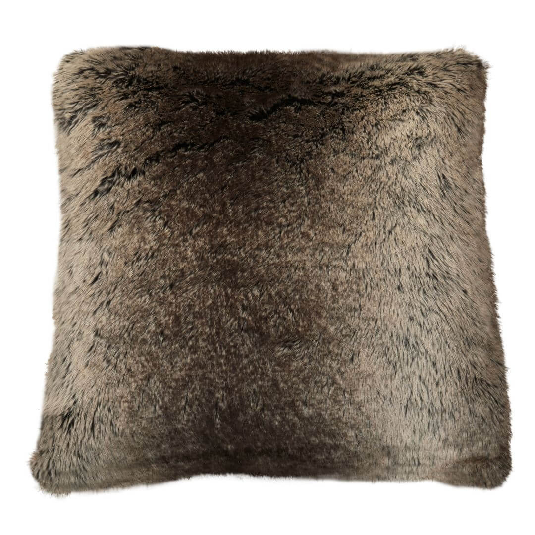 Sumptuous Mocha Ombre Faux Fur Square Cushion