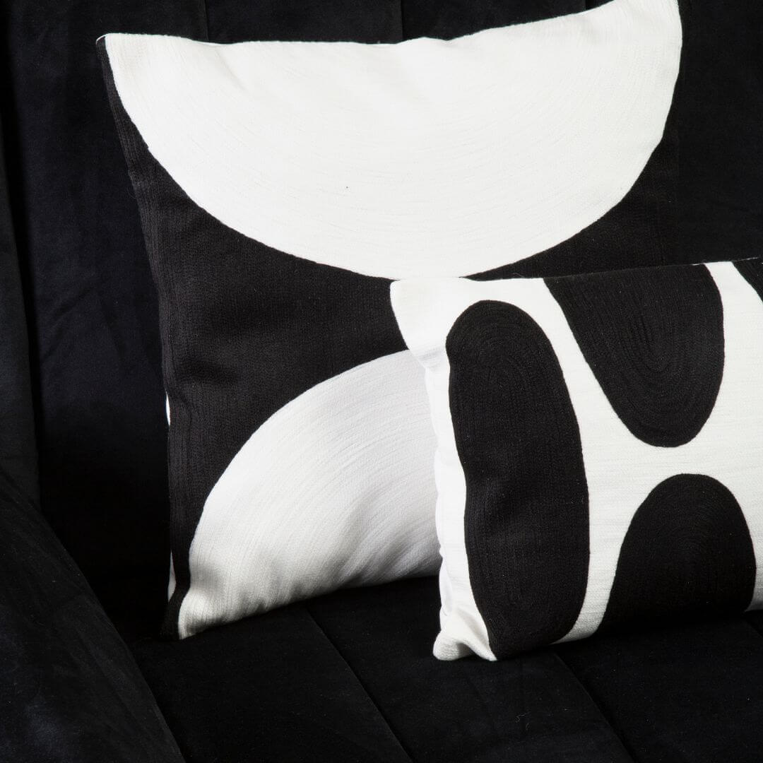 Modern Black & White Semi-Circular Cushion