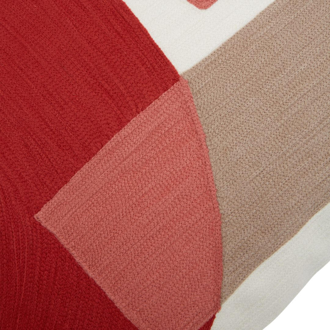 Vibrant Modern Abstract Cushion in Red & White