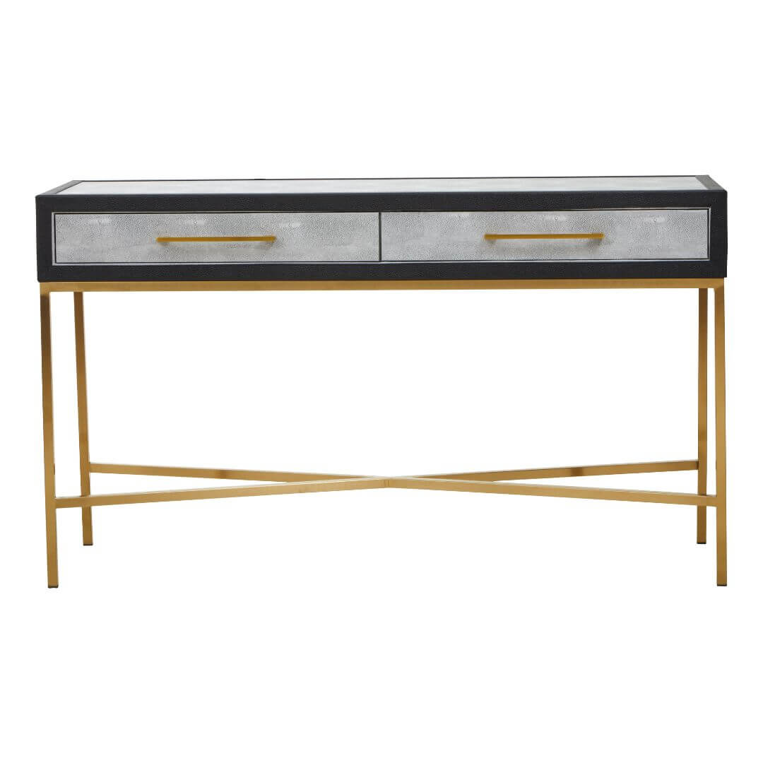 Stylish Cadiz Grey Console Table with Luxe Shagreen Finish