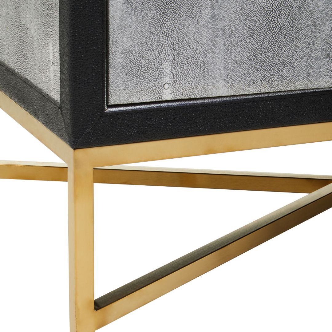 Sophisticated Cadiz Sideboard: Grey Shagreen with Brushed Gold Legs