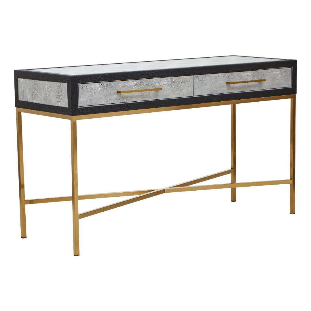 Stylish Cadiz Grey Console Table with Luxe Shagreen Finish