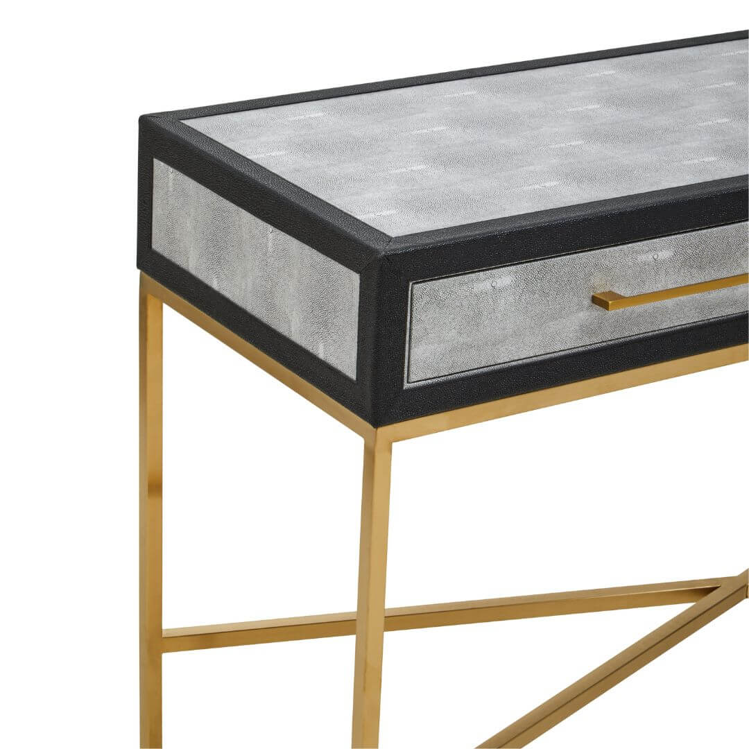 Stylish Cadiz Grey Console Table with Luxe Shagreen Finish