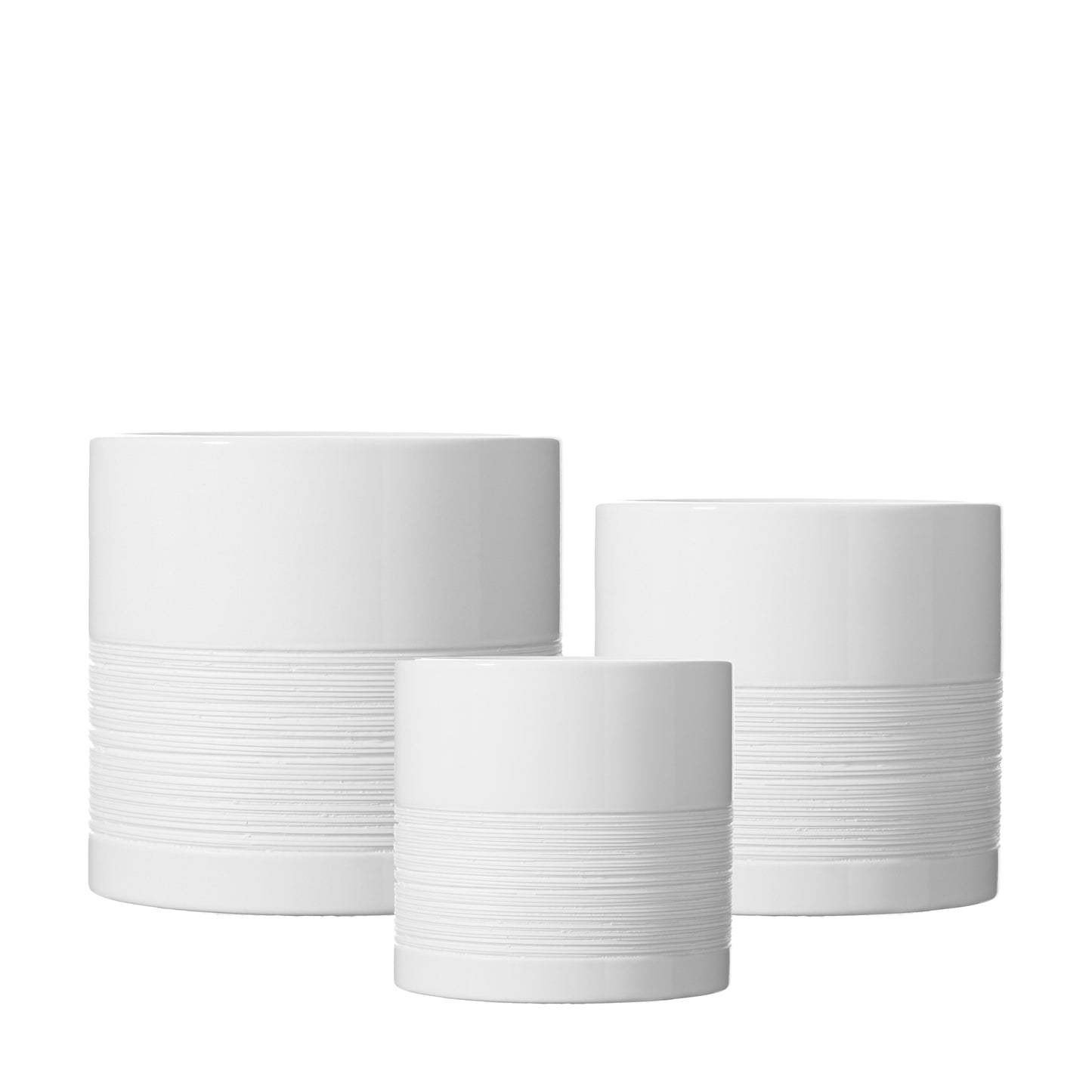 Trio of White Ceramic Planters - Modern Home Decor