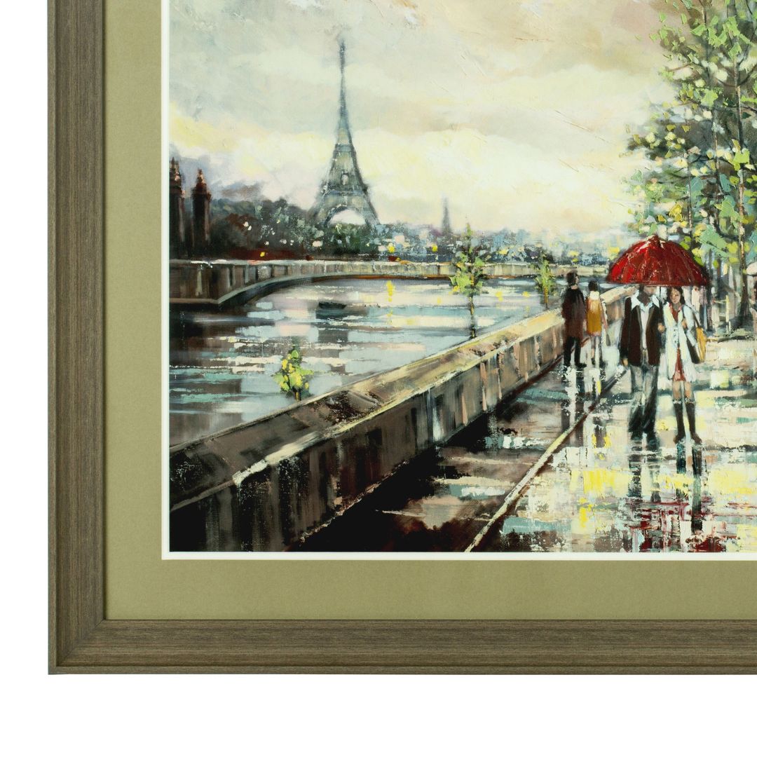 Paris Rainy Day Wall Art - Romantic Cityscape Framed Print