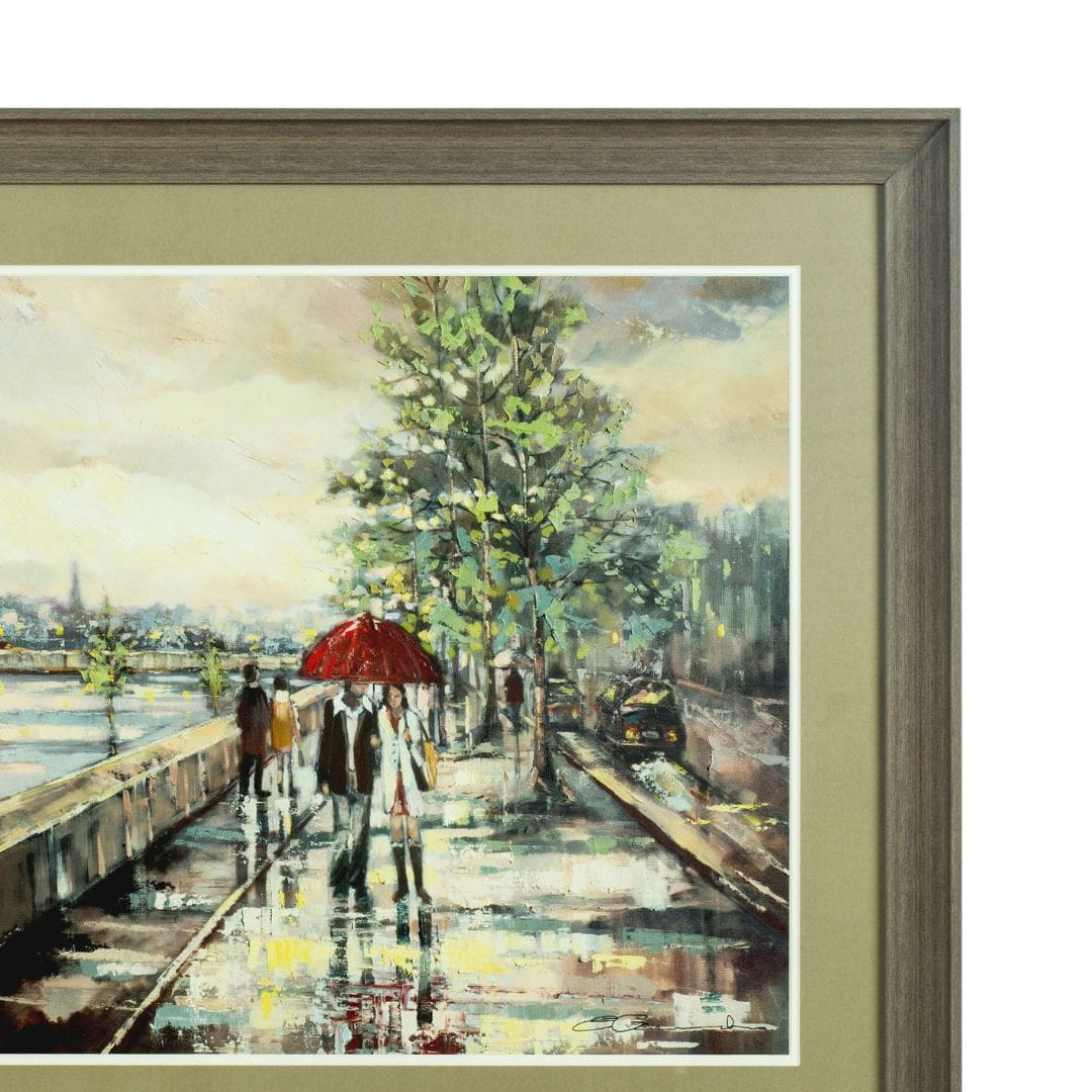 Paris Rainy Day Wall Art - Romantic Cityscape Framed Print