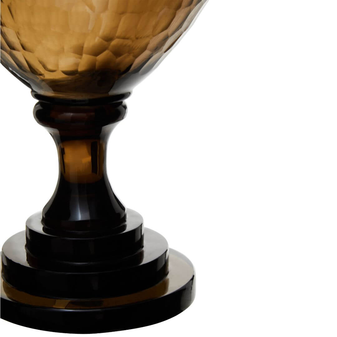 Chic Medium Glass Candle Holder in Honeycomb Design