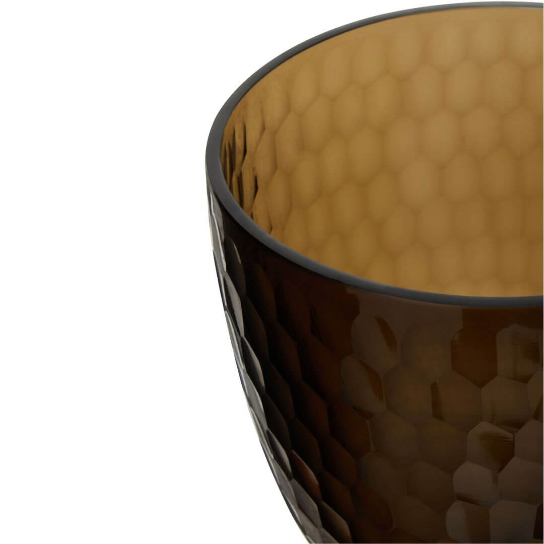 Chic Medium Glass Candle Holder in Honeycomb Design