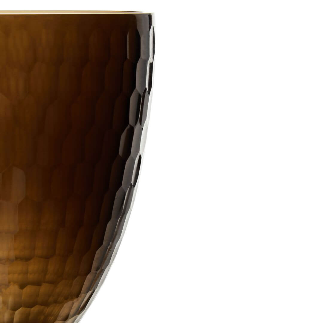 Chic Medium Glass Candle Holder in Honeycomb Design