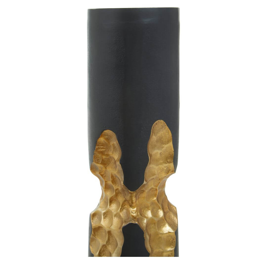 Sophisticated Large Gold Candle Holder with Unique Honeycomb Accent