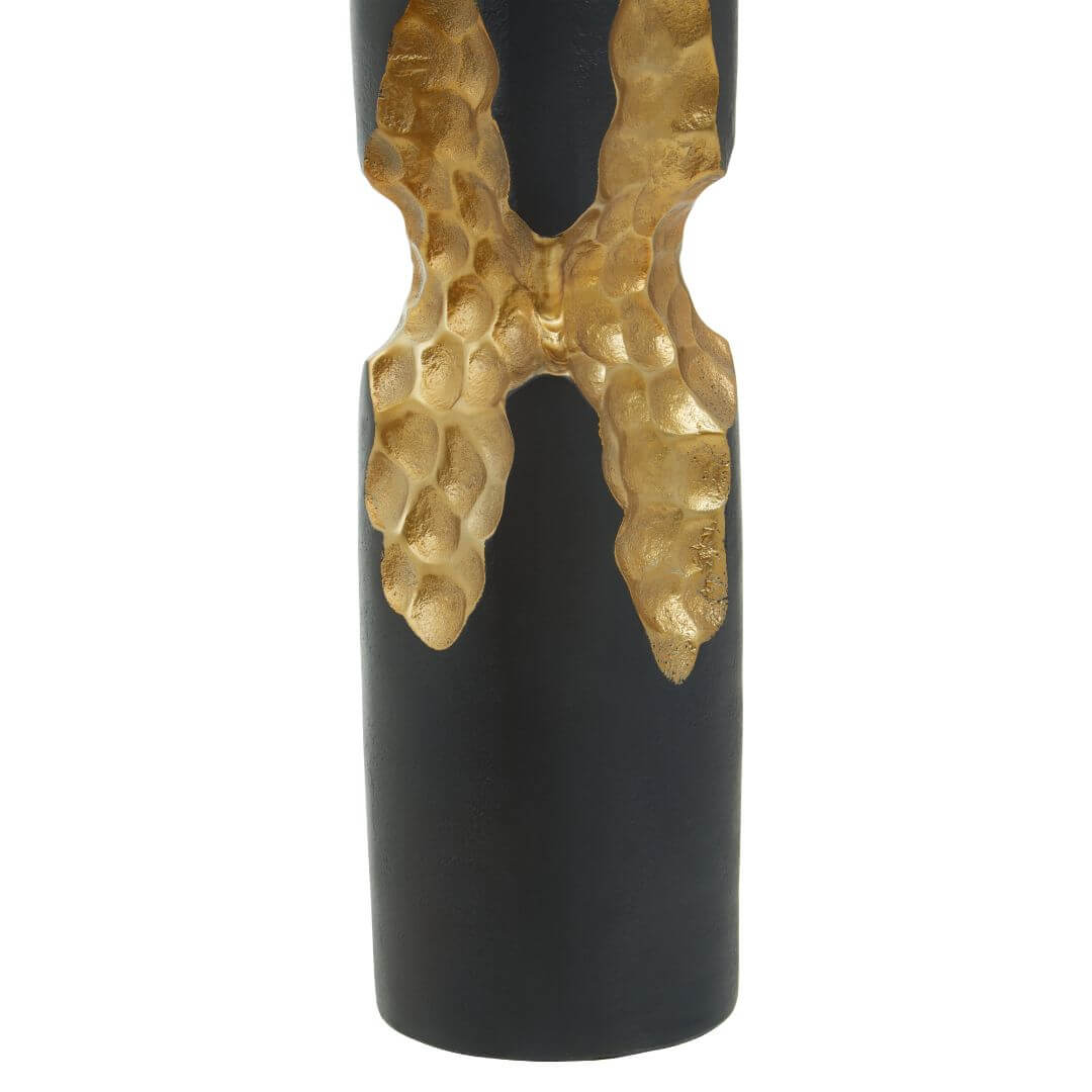 Sophisticated Large Gold Candle Holder with Unique Honeycomb Accent