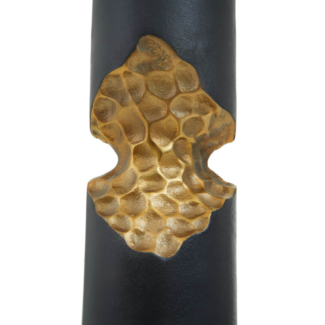 Luxurious Gold Candle Holder with Unique Black & Honeycomb Style