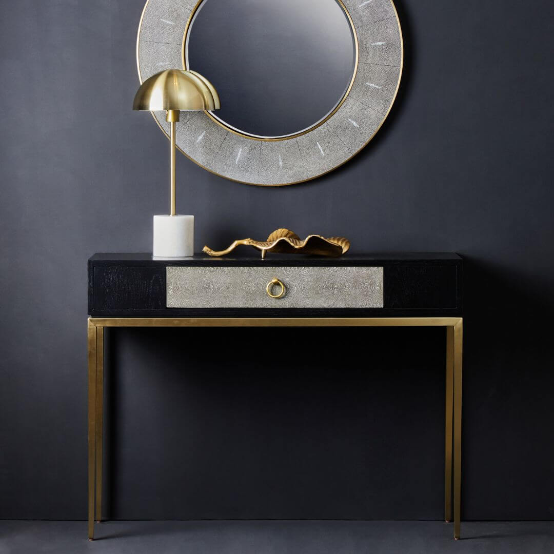 Luxurious Shagreen Effect Console Table with Drawer
