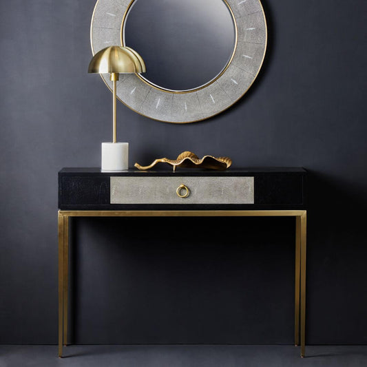 Luxurious Shagreen Effect Console Table with Drawer