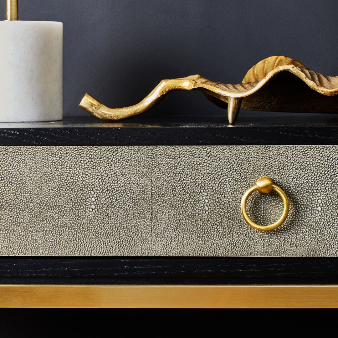 Luxurious Shagreen Effect Console Table with Drawer