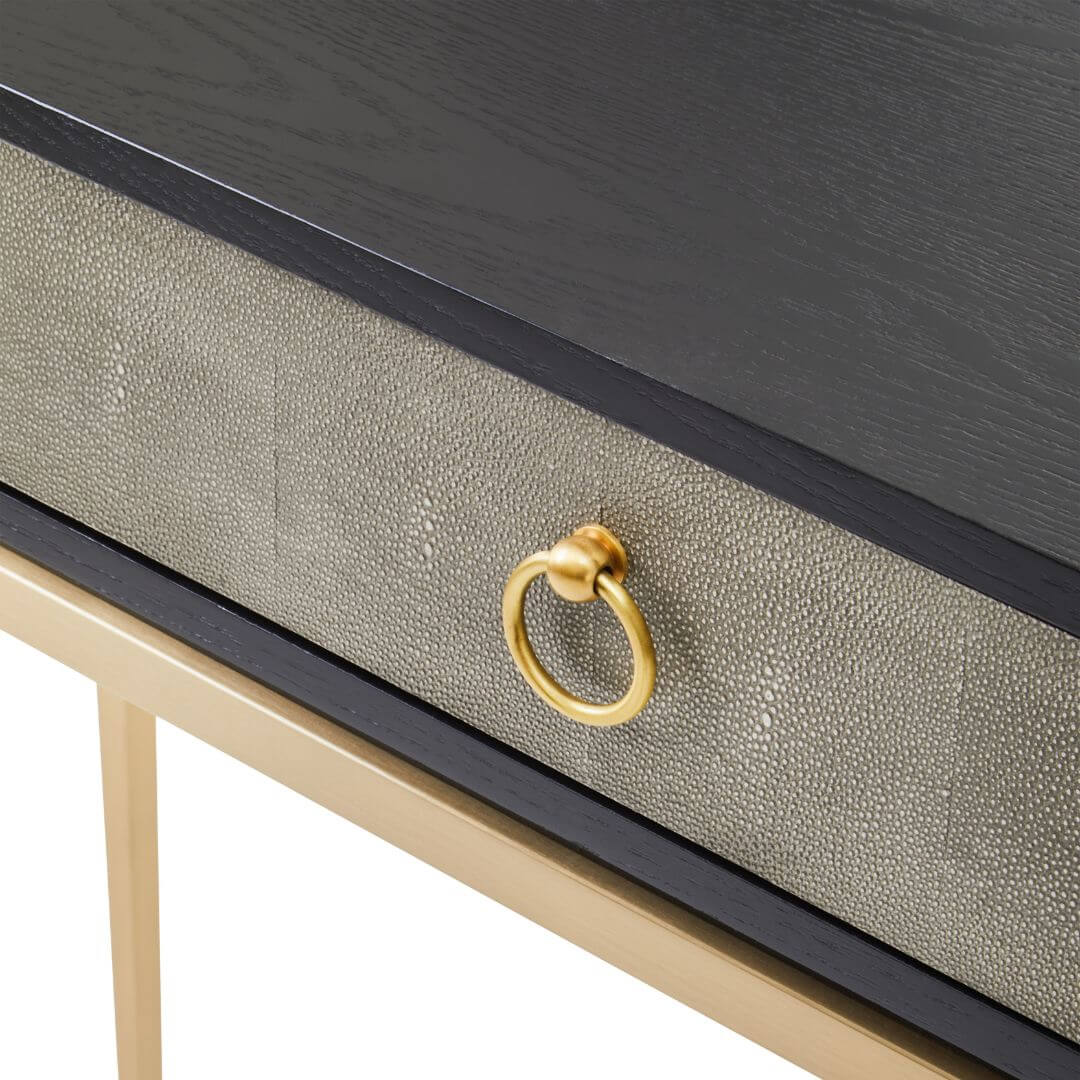 Luxurious Shagreen Effect Console Table with Drawer