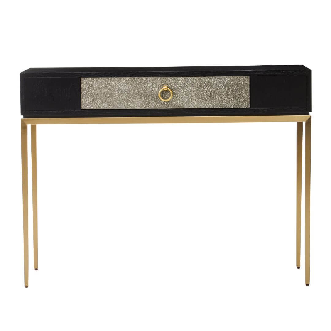 Luxurious Shagreen Effect Console Table with Drawer