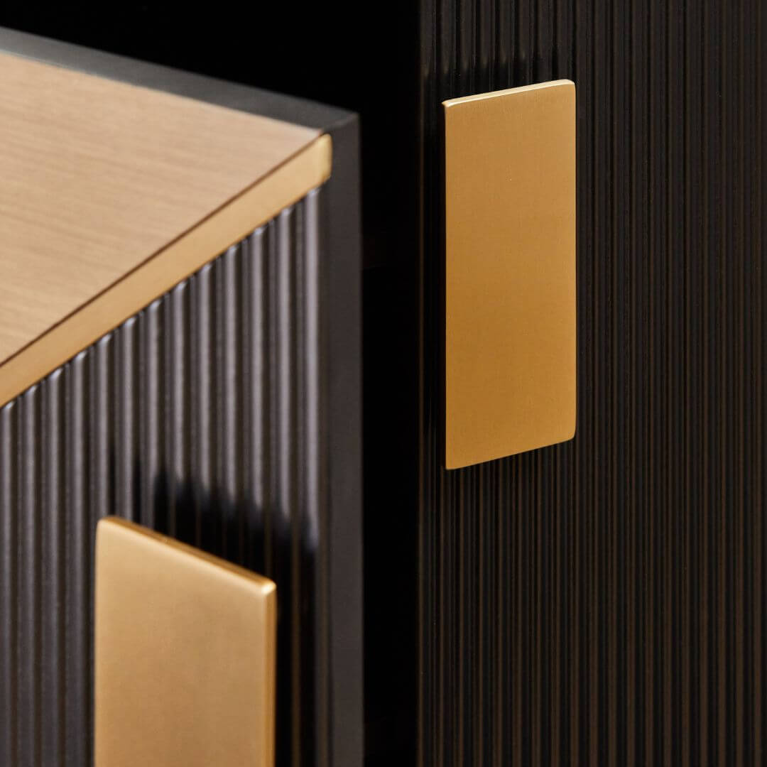 Sleek Gold Metal Legs Sideboard with Black Grey Wood Body