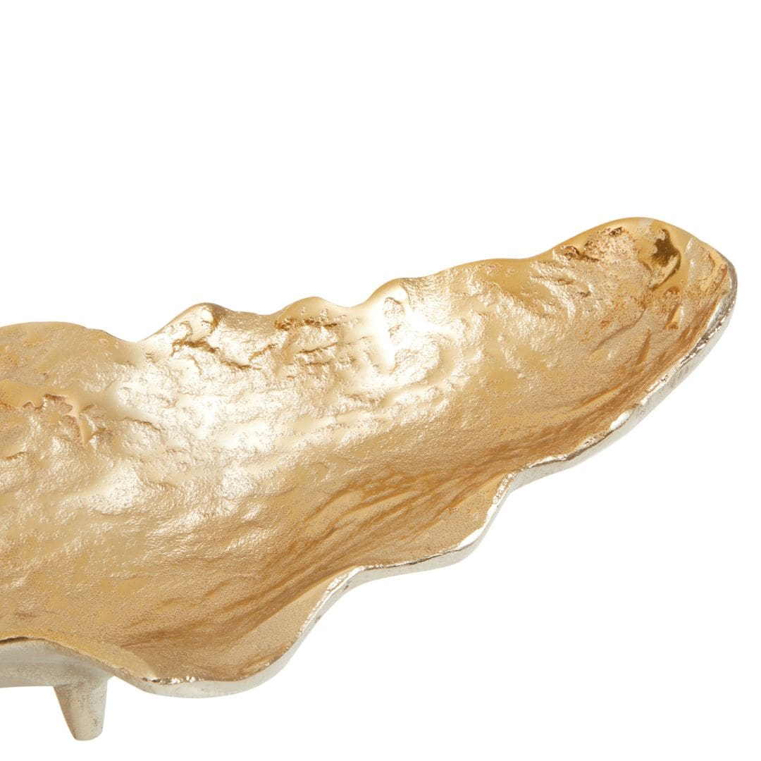 Large Leaf Shaped Silver and Gold Dish - Elegant Decor Accent