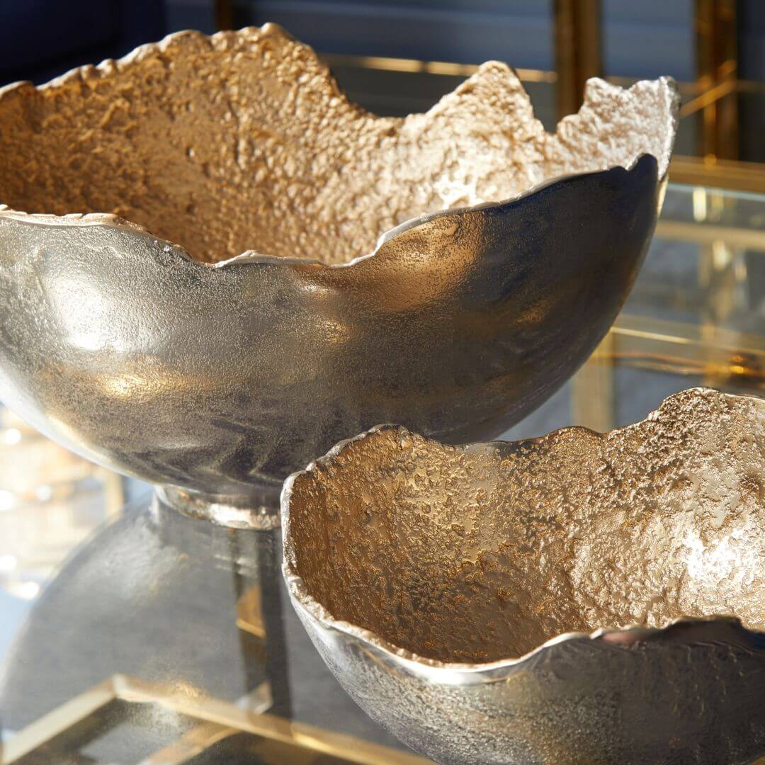 Large Elegant Two-Tone Silver & Gold Bowl - Luxurious Home Decor