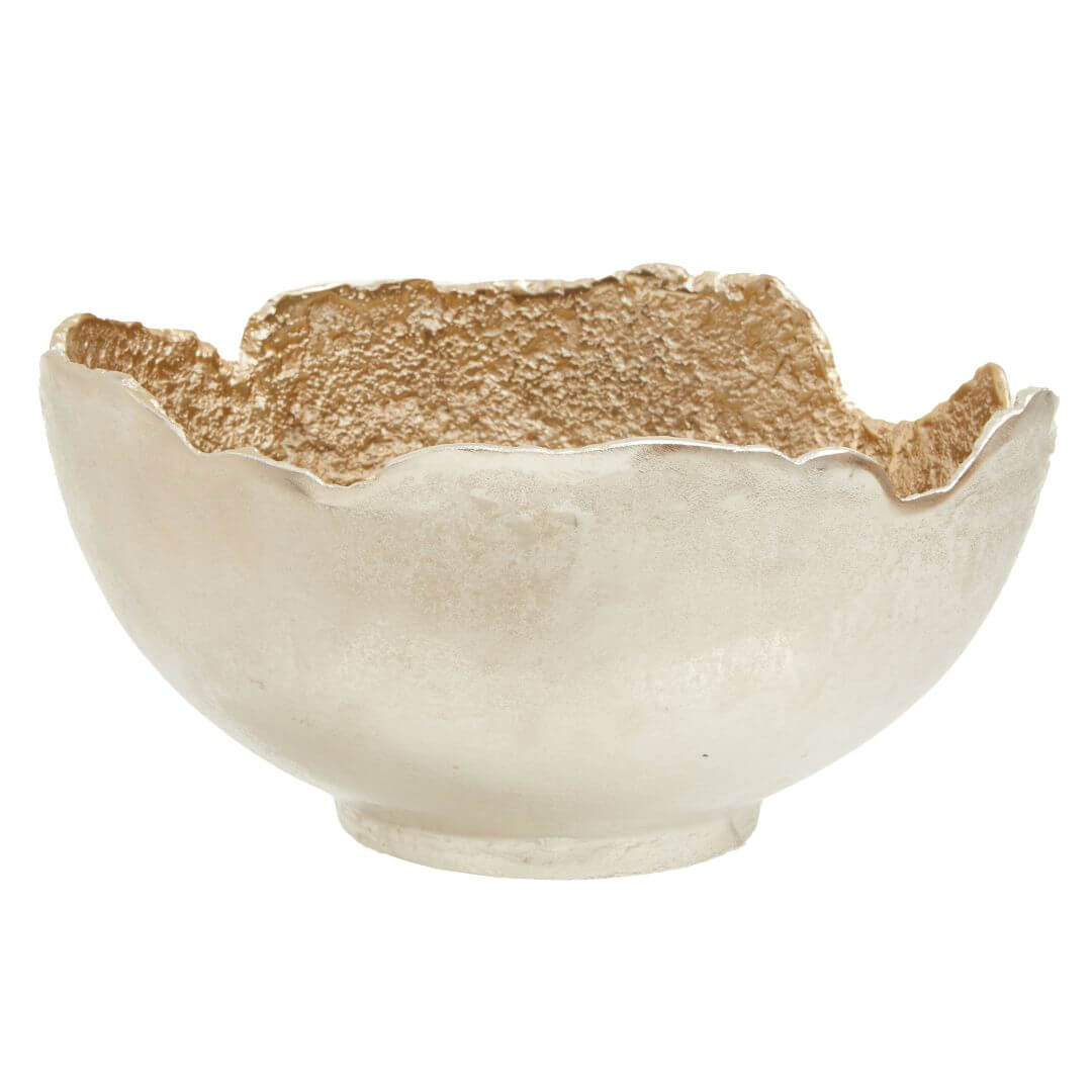 Large Elegant Two-Tone Silver & Gold Bowl - Luxurious Home Decor