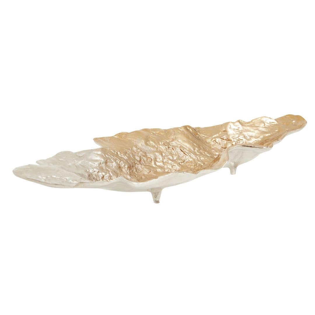 Luxury Leaf Shaped Ombre Silver Gold Dish for Home Decor