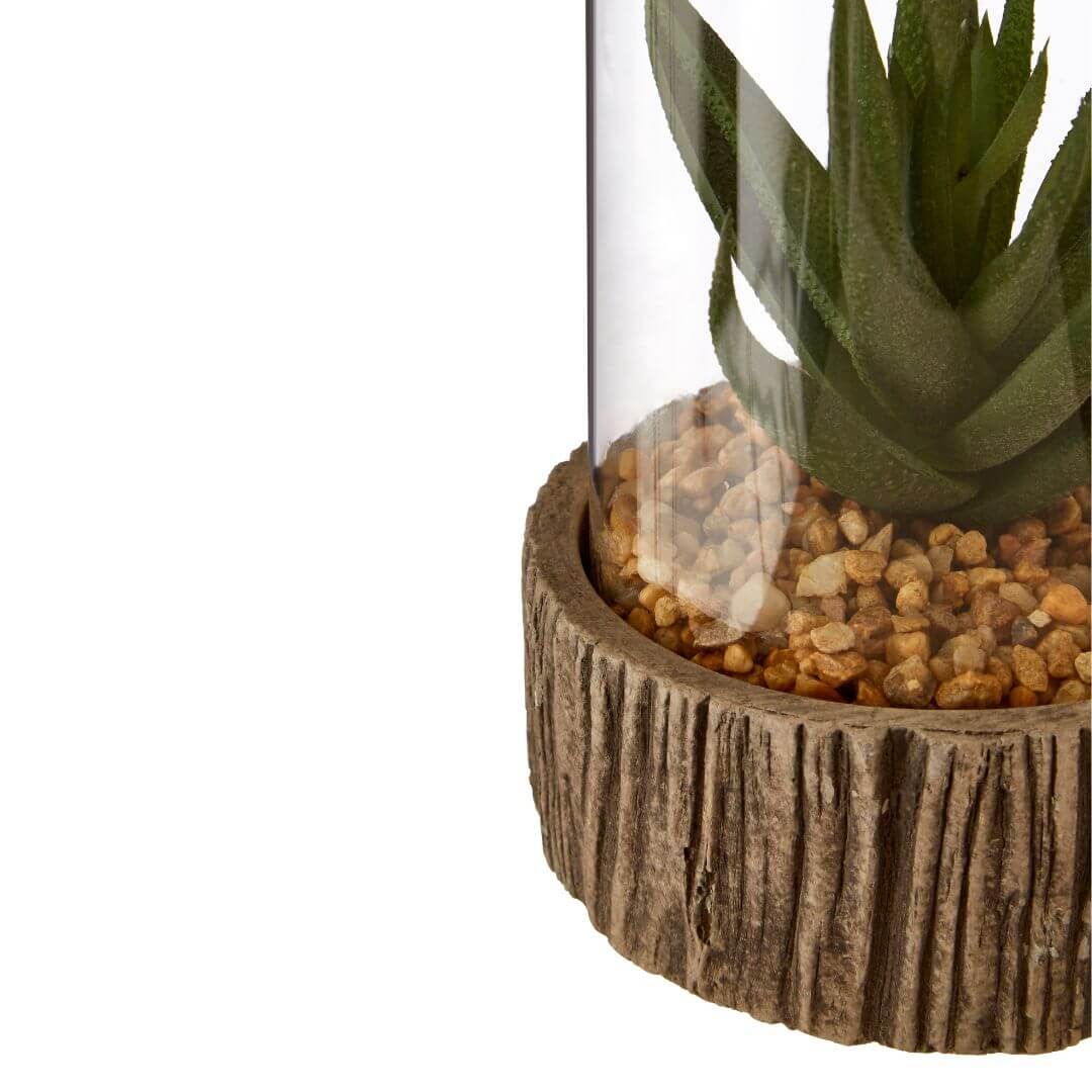 Charming Faux Succulent in Natural Stone Base - Perfect for Home Decor