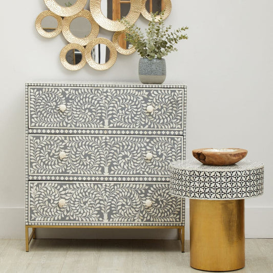 Handcrafted Grey Wood and Buffalo Bone Chest - Unique Statement Piece