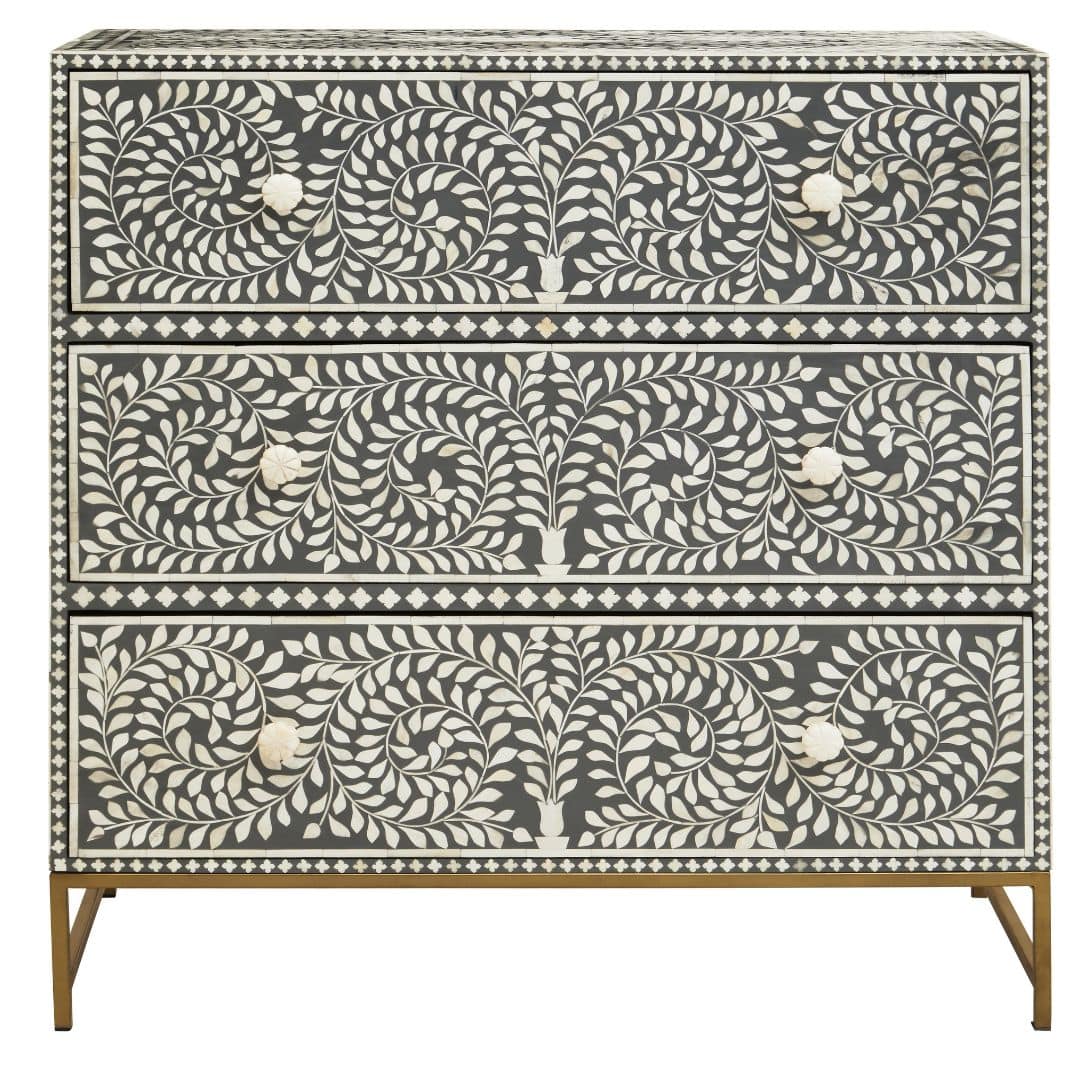 Handcrafted Grey Wood and Buffalo Bone Chest - Unique Statement Piece